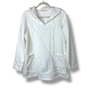 Soft Surroundings Soft White Peter Pan Collar Fleece Pullover Tunic Sweater